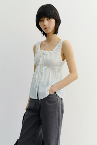 SHIRRING SLEEVELESS BLOUSE IVORY
