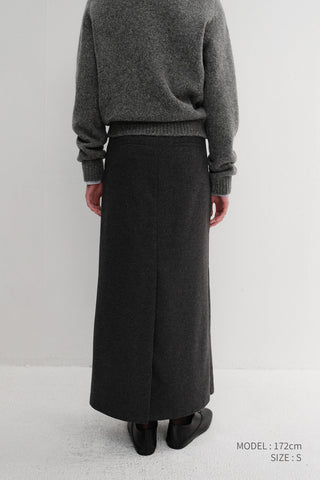 MAXI WRAP SKIRT CHARCOAL GREY