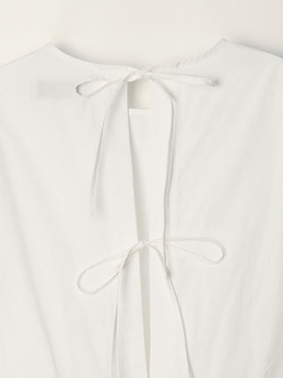 RIBBONED BACK SLIT BLOUSE WHITE
