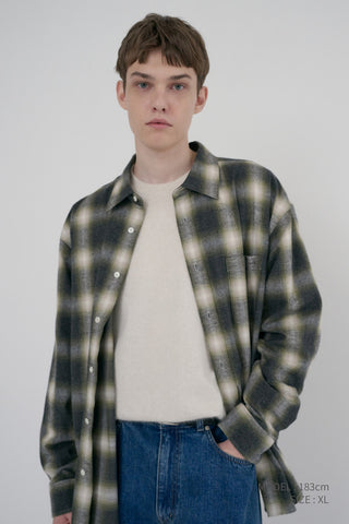 UNISEX WINTER FLANNEL CHECKED SHIRT OLIVE GREEN