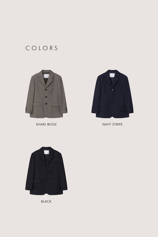 UNISEX CLASSIC 3 BUTTON WOOL BLAZER KHAKI BEIGE