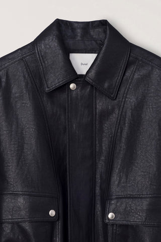UNISEX ALTER-LEATHER ZIP-UP BLOUSON BLACK