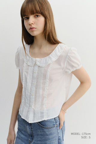 FRILL COLLARED BLOUSE WHITE