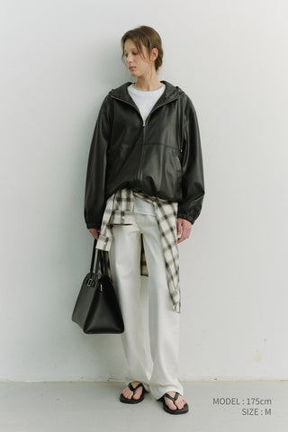 UNISEX ALTER-LEATHER WINDBREAKER BLACK