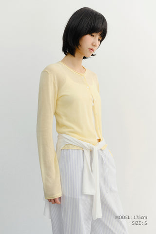 SUMMER ESSENTIAL CREWNECK CARDIGAN BUTTER