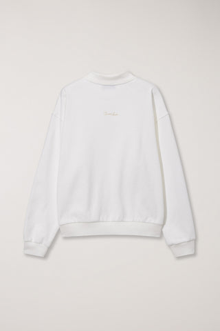 UNISEX LEATHER LOGO COLLARED T-SHIRT WHITE