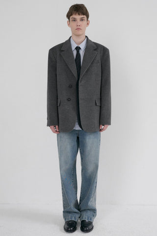 UNISEX LAYERED CASHMERE BLAZER CHARCOAL GREY