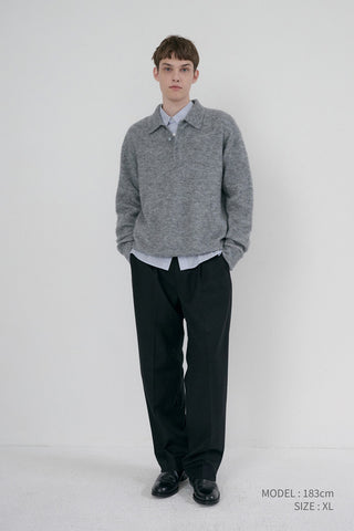 UNISEX HAIRY COLLARED SWEATER MELANGE GREY