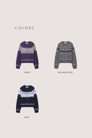 [SULLYOON PICK] UNISEX CHUNKY PATTERN CARDIGAN MELANGE GREY
