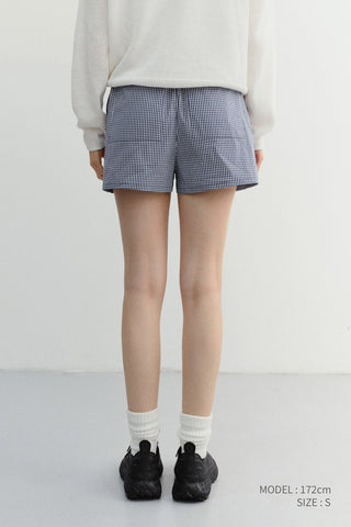 PAJAMA MINI SHORTS NAVY CHECK