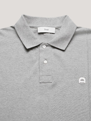 UNISEX LEATHER LOGO POLO SHIRT MELANGE GREY