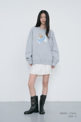 UNISEX PUPPY SWEATSHIRT MID MELANGE GREY