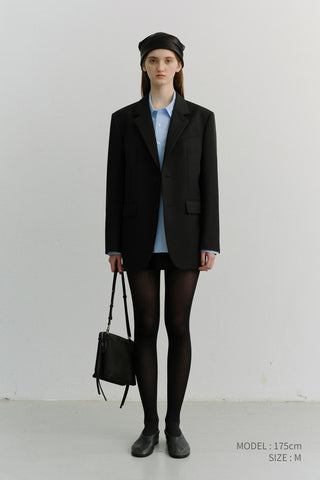 UNISEX 2 BUTTON WOOL BLAZER BLACK