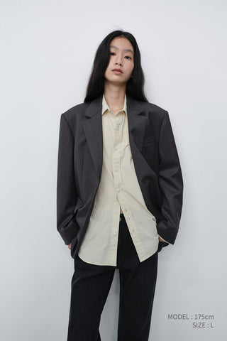 ESSENTIAL 2 BUTTON WOOL BLAZER MELANGE GREY