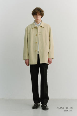 UNISEX ALTER-SUEDE HALF JACKET CREAM BEIGE