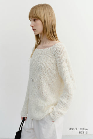 CROCHET CREWNECK KNIT IVORY