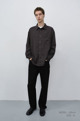 UNISEX CHECKED FLANNEL SHIRT KHAKI