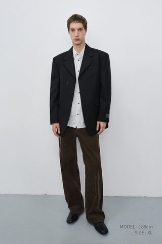 UNISEX REFINED MASCULINE WOOL BLAZER BLACK