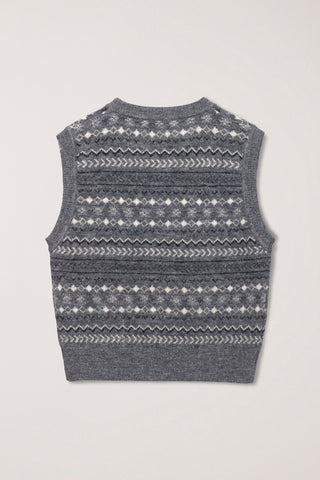 UNISEX CRAFTED V-NECK KNIT VEST GREY