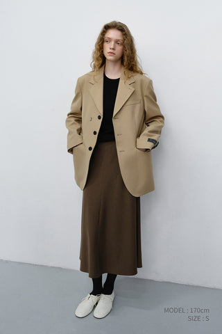 FLUID LONG SKIRT KHAKI BROWN