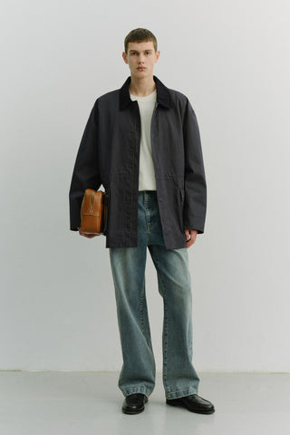 STRAIGHT SLACK JEANS GREYISH LIGHT BLUE