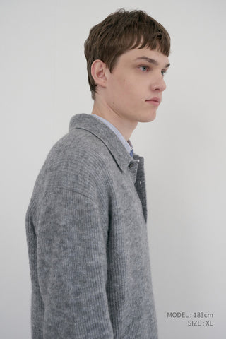 UNISEX HAIRY COLLARED SWEATER MELANGE GREY