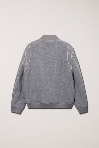 UNISEX BOUCLE WOOL VARSITY JACKET MELANGE GREY
