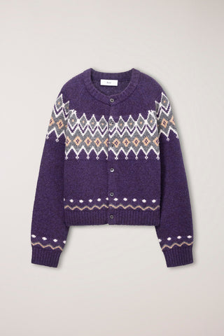UNISEX CHUNKY PATTERN CARDIGAN PURPLE