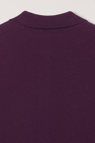 UNISEX COLLARED KNIT CARDIGAN PLUM PURPLE