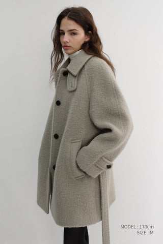 BELTED HALF COAT GREYISH BEIGE