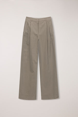 SUMMER DOUBLE PLEATED CHINO SLACKS KHAKI