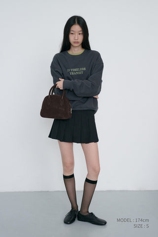 PLEATS MINI STRIPED SKIRT BLACK STRIPE