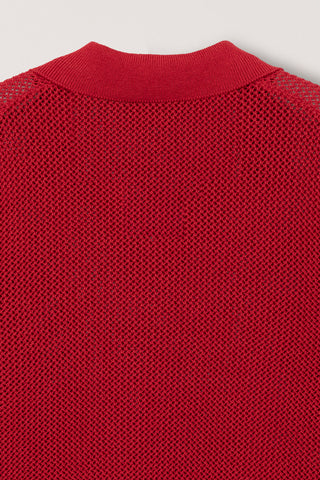 UNISEX CHUNKY POLO KNIT RED
