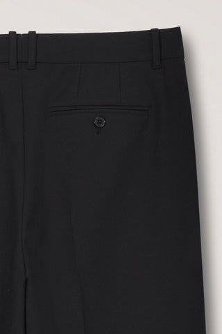 DOUBLE PLEATED WIDE SLACKS BLACK