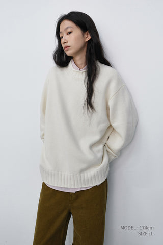UNISEX CHUNKY ROLL NECK SWEATER IVORY