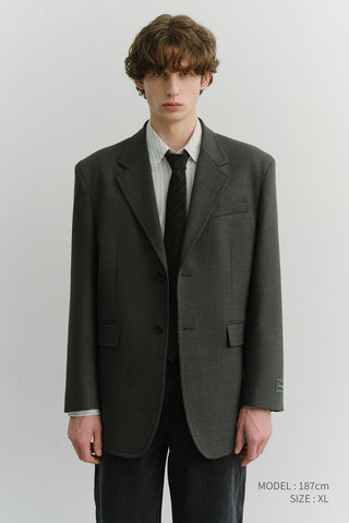 UNISEX OVERSIZED WOOL BLAZER MELANGE GREY