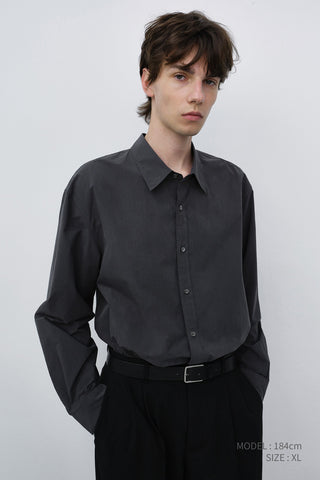 UNISEX REFINED COTTON SHIRT WASHED BLACK