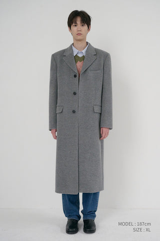 UNISEX 2-WAY 3 BUTTON CASHMERE COAT MELANGE GREY