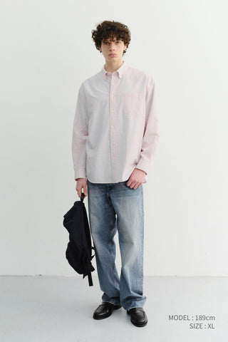 UNISEX CLASSIC STRIPED BD OVERSHIRT SOFT PINK