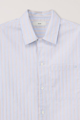 CROPPED OPEN COLLARED STRIPED SHIRT BEIGE STRIPE