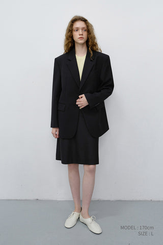 ESSENTIAL 2 BUTTON WOOL BLAZER BLACK