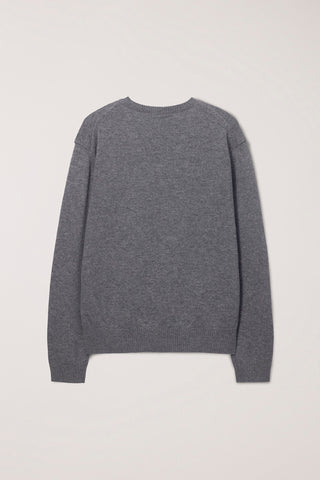 UNISEX CASHMERE V-NECK SWEATER MELANGE GREY