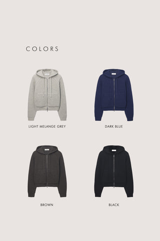UNISEX HOODED KNIT CARDIGAN DARK BLUE