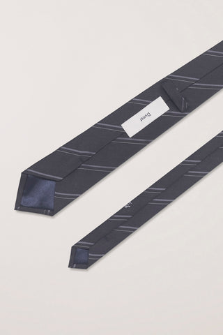 STRIPED TIE CHARCOAL GREY