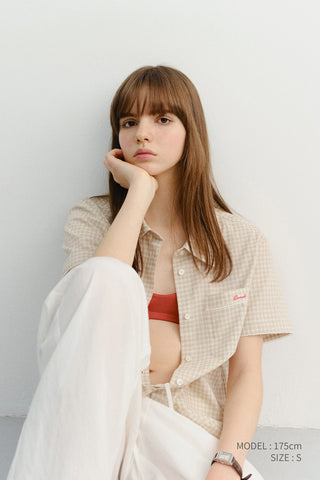 LACED CHECKED SHIRT BEIGE CHECK