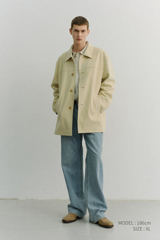 UNISEX ALTER-SUEDE HALF JACKET CREAM BEIGE