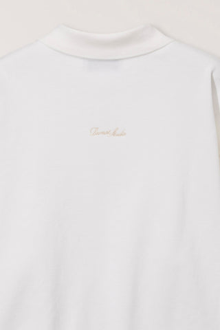 UNISEX LEATHER LOGO COLLARED T-SHIRT WHITE