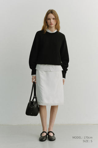 H-LINE LACED MIDI SKIRT WHITE