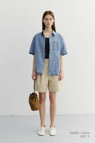UNISEX LINEN DENIM SHIRT LIGHT BLUE