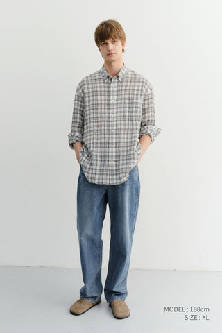 UNISEX SEERSUCKER BD SHIRT SOFT GREEN CHECK